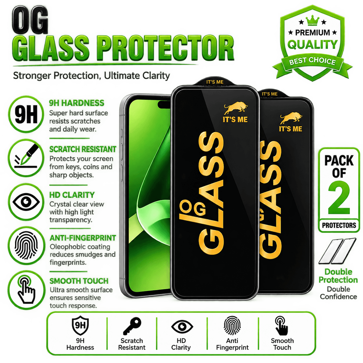 OG Glass 9H Screen Protector (Pack of 2) thumbnail 4